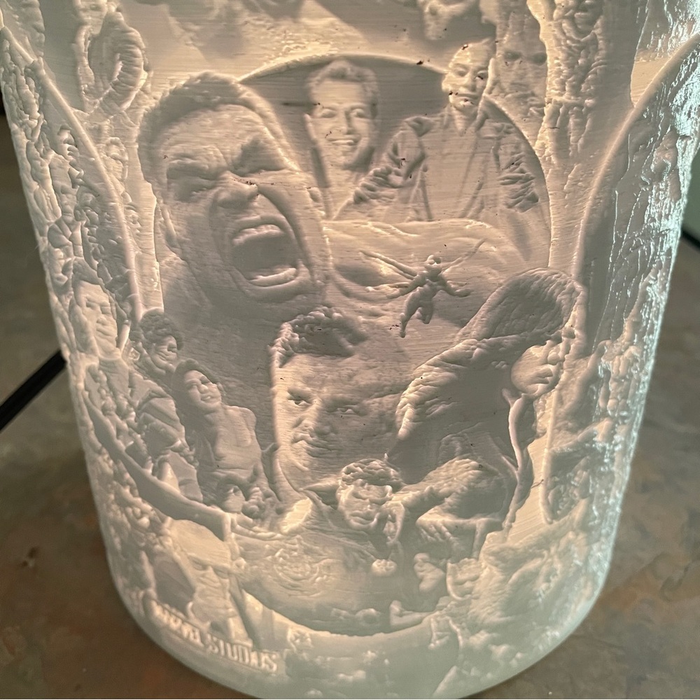 MARVEL Avengers 3D Printed Lithophane Cylinder Lamp Shade Only Custom Home Decor